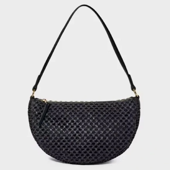Universal Thread Handbags - NWT Universal Thread Straw Half Moon Shoulder Bag Black Woven Target